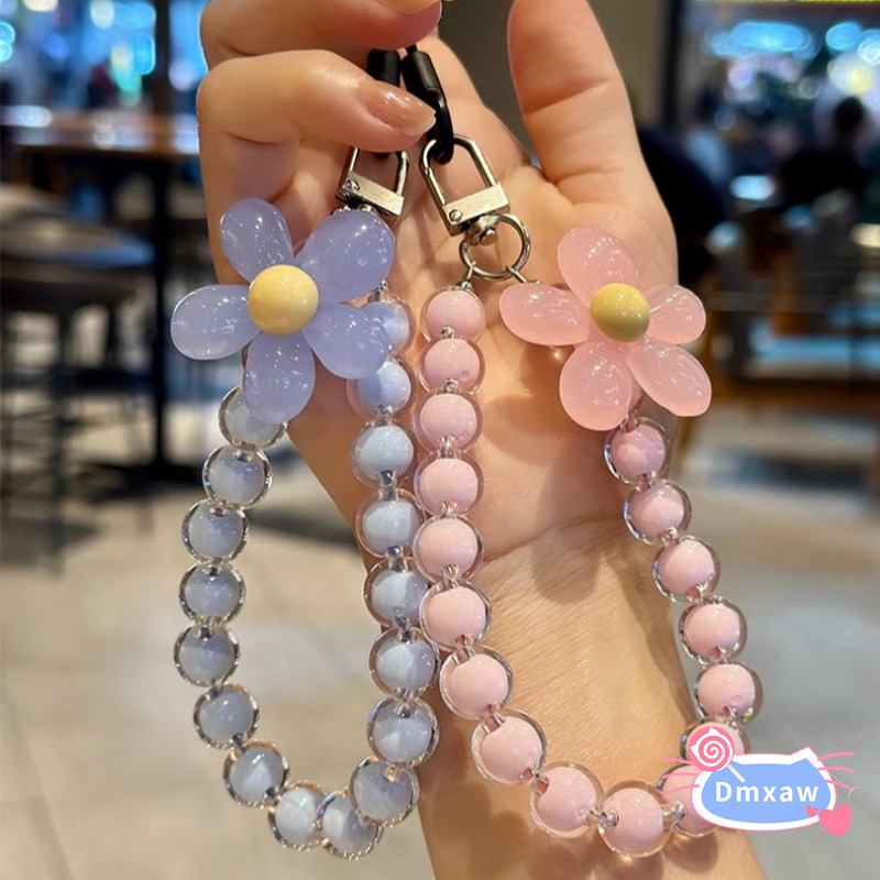 Dây đeo tay macaron pha lê cánh hoa nhiều màu, chống mất, dùng cho điện thoại di động, phong cách ins