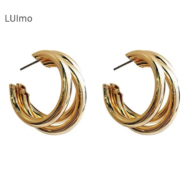 Luimo 1 Cặp Thiết Kế Tối Giản Kim Loại Phóng Đại Tai Hình Học Bông Tai Dành Cho Nữ Cô Gái Thời Trang Tính Khí Trang Sức Dự Tiệc Phụ Kiện Đơn Giản SBS