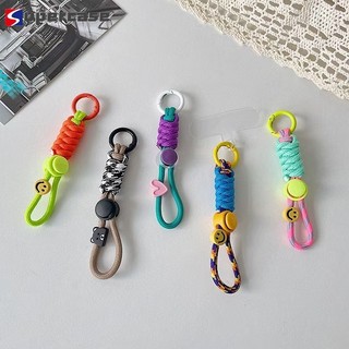 Thời Trang Tương Phản Màu Sắc Bím Tóc Điện Thoại Ngắn Dây Mặt Cười Khóa Mùa Xuân Du Lịch Di Động Dây Đeo Tay Điện Thoại Di Động Dây Buộc