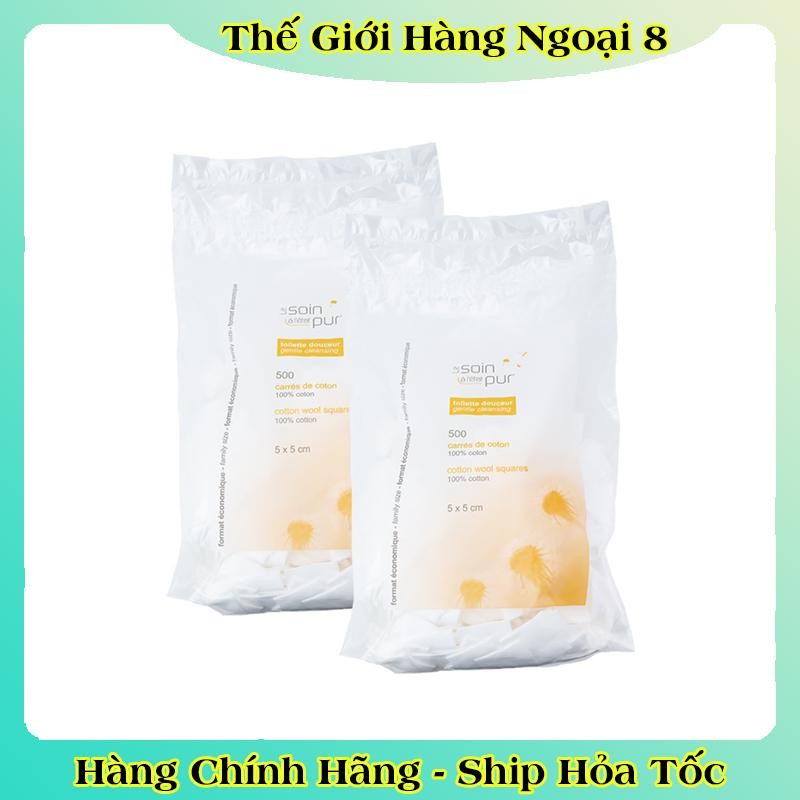 Bông Tẩy Trang Pháp Tetra Medical Carrés De Coton 500/600 miếng Le Soin Làl'état Pur của Pháp
