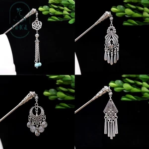 Retro Phong Cách Dân Tộc Tua Rua Kẹp Tóc Miao Bạc Cũ Bước Xoay Kẹp Tóc Hanfu Sườn Xám Mới Phong Cách Trung Hoa Kẹp Tóc Mũ Đội Đầu Du Lịch Phụ Kiện Chụp Ảnh