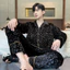 YHTN Đồ ngủ Nam cao cấp Bộ đồ rộng rãi dài tay cardigan mùa thu đồ mặc ở nhà mẫu thu đông có thể mặc ra ngoài bằng Nhung vàng dày dặn