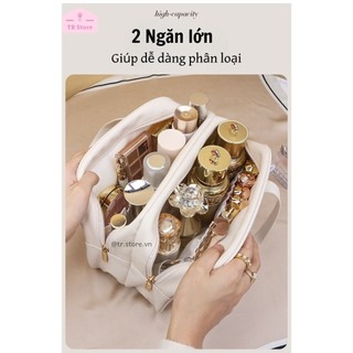 Túi đựng mỹ phẩm lớn 2 ngăn kéo hình thang da PU cao cấp Twinkle little star