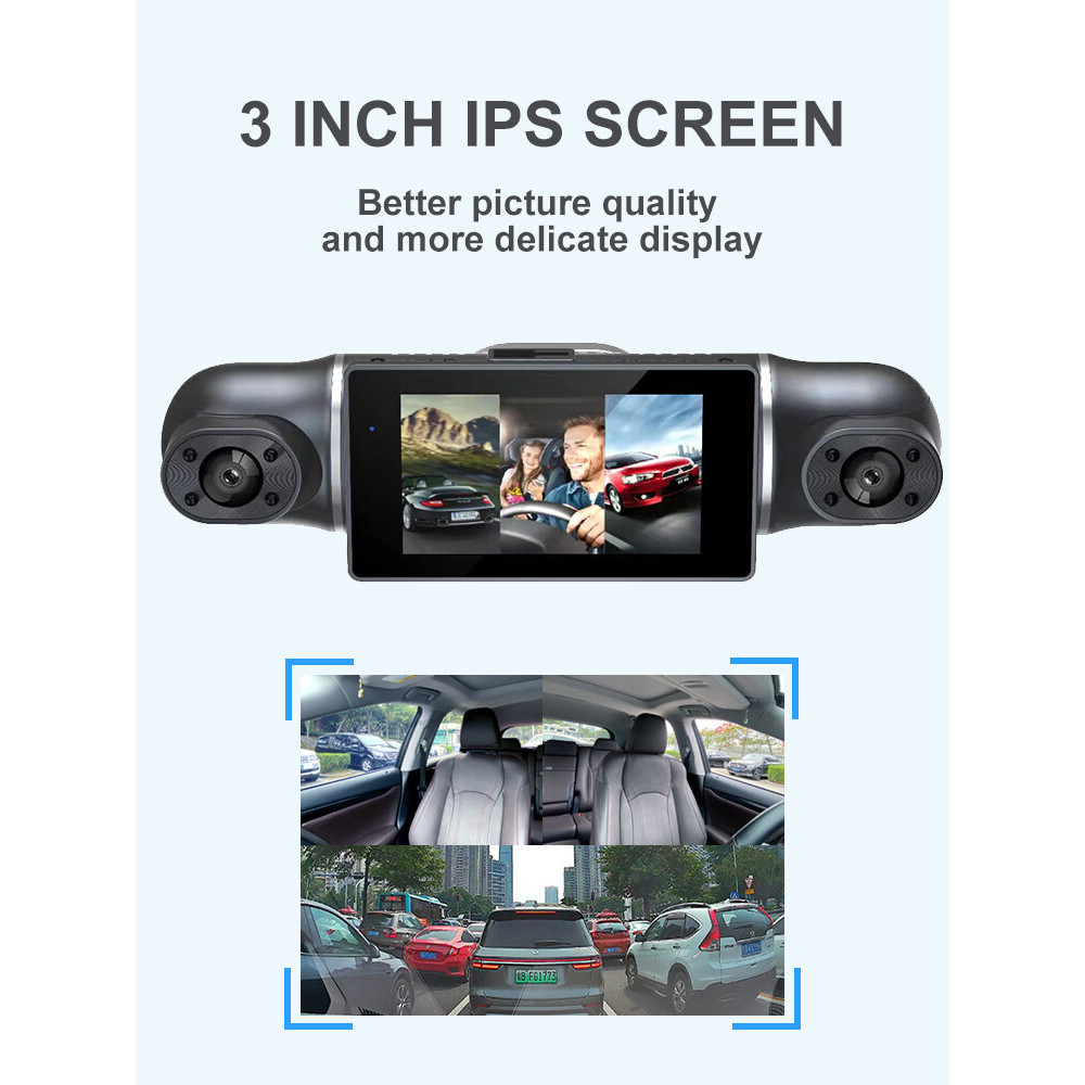 Ảnh Ekleva 3 Inch 4 Kênh Dash Cam 1080P Camera 4 Chiều Đầu Ghi Video FHD Tầm Nhìn Ban Đêm Cho DVR Xe Taxi Trái Phải Phía Trước Phía Sau Siêu Đêm Tầm Nhìn Góc Rộng 2