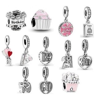 Charm Bánh Sinh Nhật và Bóng Bay Bạc Sterling S925 - Phù Hợp Làm Quà Tặng Cho Các Lễ Kỷ Niệm Tuổi Mới