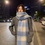 Khăn quàng cổ tua dài JVSUB, Khăn choàng Cashmere mùa đông ấm áp mềm mại, họa tiết sọc kẻ sọc Mohair Khăn choàng dày quấn nữ
