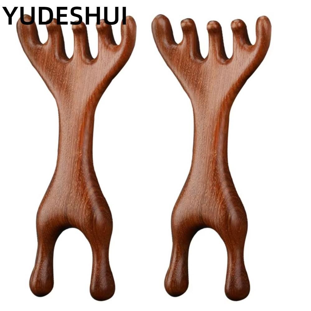 YUDESHUI 1 Cái / 2 Cái Lược Massage Kinh Tuyến Toàn Thân, Gạc Hươu Răng Rộng Trị Liệu Massage, Dụng Cụ Chống Tĩnh Điện Hai Đầu Đàn Hương Chăm Sóc Sức Khỏe