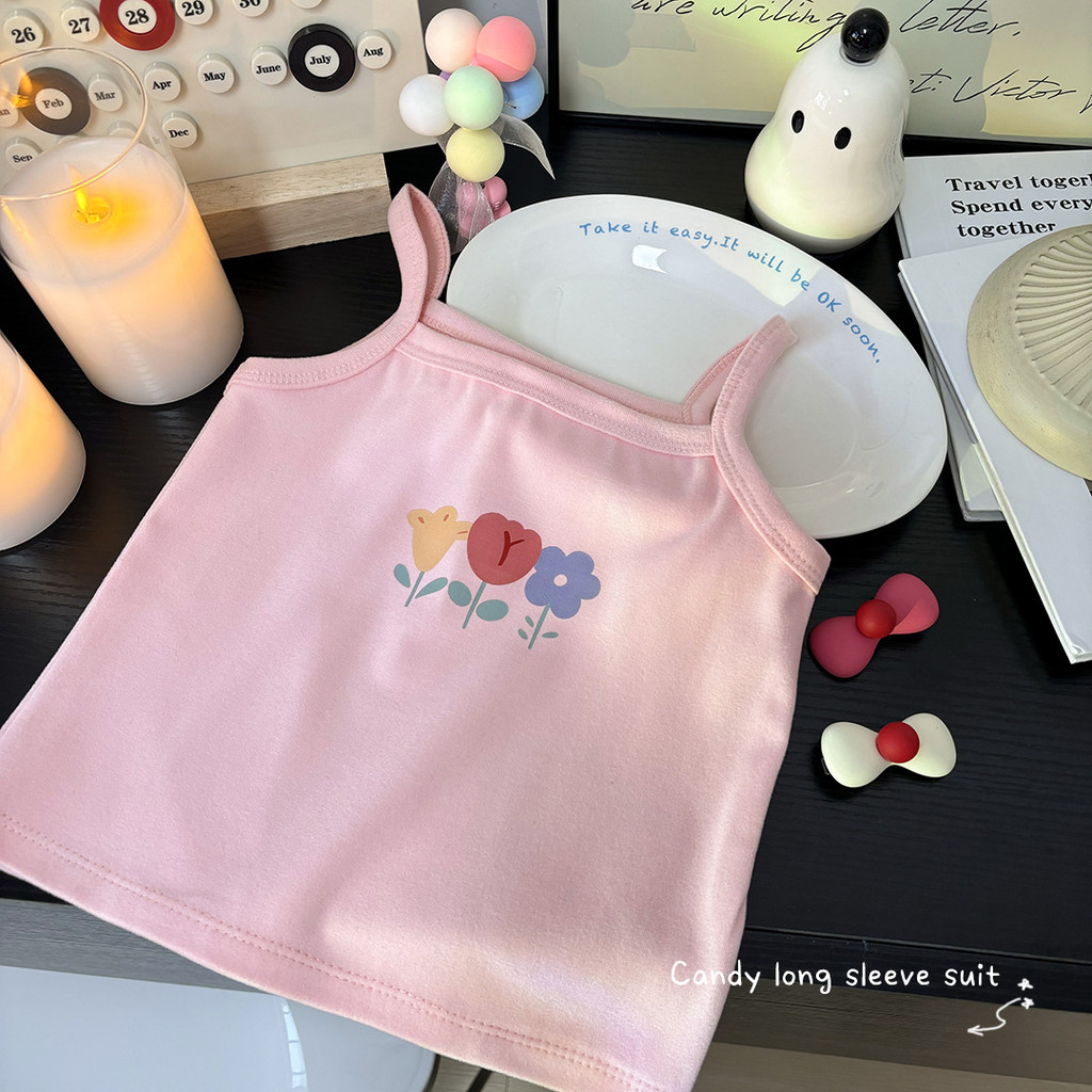 Phong Cách Mới Bé Gái Camisole Top 280g Dày Xuân Thu Phù Hợp Với Quần Lót Trẻ Em Áo Vest Bên Trong Quần Áo Trẻ Em UAUE