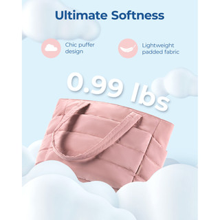 Túismart Lớn Vuông Cotton Đệm Túi Màu Hồng Nữ Quilting Puffy Vai Người Mua Sắm Ví Đơn Giản Hàng Ngày Túi Xách Nữ