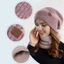 Bộ khăn quàng cổ mũ JVSUB, Mũ beanie mềm lót lông cừu dày, Máy hâm nóng cổ ấm áp chống gió cho mùa thu đông