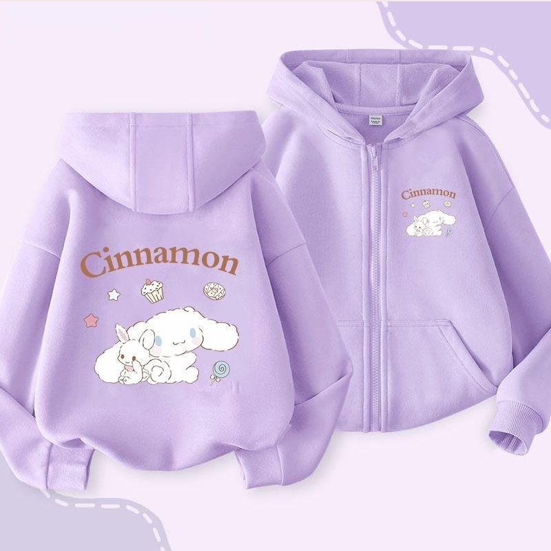 2024 Mới Cinnamoroll Bé Gái Áo Khoác Zip Up Áo Khoác Thời Trang Thu Đông Trẻ Em Áo Khoác Ngoài Bộ Sưu Tập