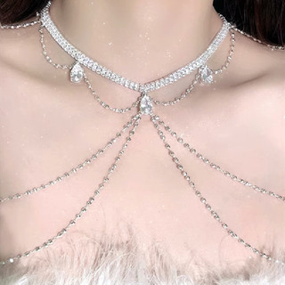Kim cương giả Bikini Dây chuyền cơ thể sang trọng Sáng bóng Slim Belly Cross Body Chain