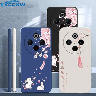 Dành Cho Samsung Galaxy S24 S23 S22 S21 Plus S21 S22 S23 S24 Ultra Ốp Lưng Điện Thoại Hoa Mai Thỏ Silicon Vuông Cạnh Mềm