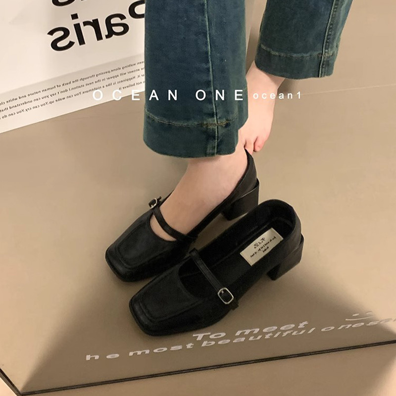 Giày Cao Gót Nữ Atikota Mary Jane Phong Cách Mới Thời Trang Đơn Giản Tính Khí Học Sinh Phù Hợp Với Miệng Nông Giày Đơn
