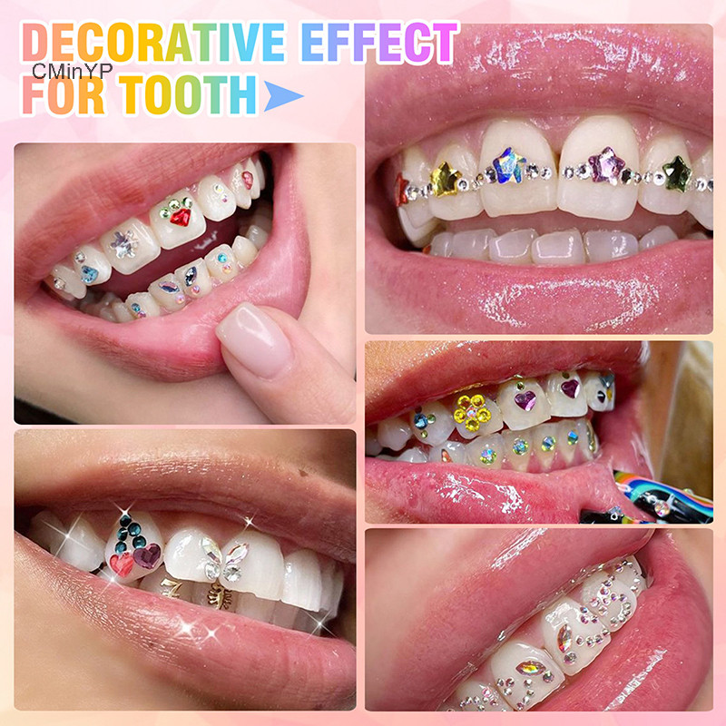 Cyp Mới 1 Bộ Đá Quý Răng Pha Lê Trang Trí DIY Dụng Cụ Nhiều Hình Dạng Màu Răng Trang Sức Răng Giả Trang Sức Trang Trí Vinh Quang