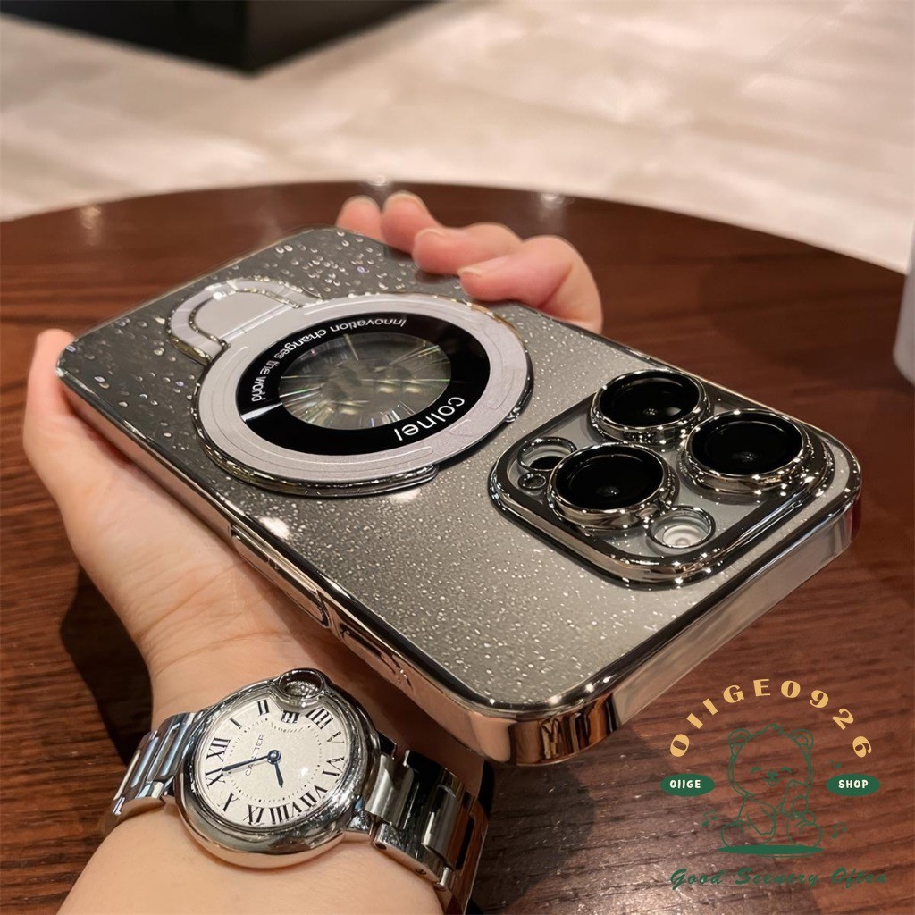 【 Ốp lưng iphone16 】 Giá đỡ PC lấp lánh Vỏ điện thoại iphone16 Pro Max 15 14 13 12 11 cho vỏ iPhone Vỏ mềm silicon TPU chống sốc