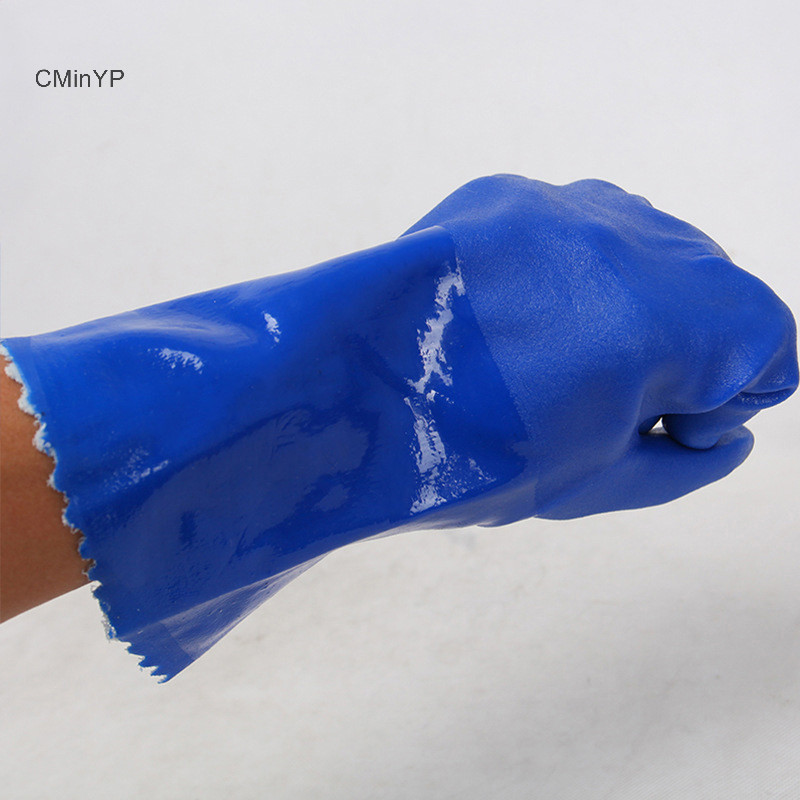 Găng tay bảo hộ PVC chống trơn trượt, dày, chống ăn mòn hóa chất, chống mài mòn, không thấm nước