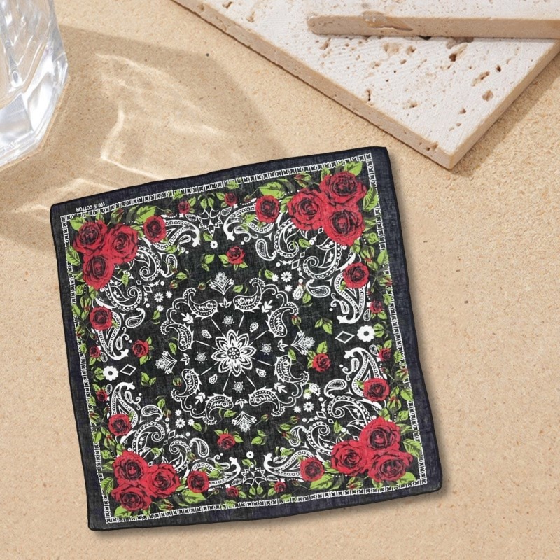 Vic 21 Hoa Hồng Họa Tiết Bandana Đầu Khăn Cho Nữ Vuông Turban Đầu Khăn Punk Đầu Quấn Đầu Mũ Nón