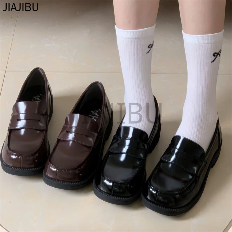 Size 35-43 Giày Lolita Đồng Phục JK Nhật Bản Giày Nữ Cỡ Lớn 42 Giày Da Gót Dày Màu Nâu Phong Cách Anh Quốc Korean Fashion Platform Casual Mary Jane Shoes Giày Đi Học Màu Đen Non-slip Round-toed Cosplay Doll Shoes Giày Công Chúa Đế Mềm Kiểu Pháp Giày Nhảy