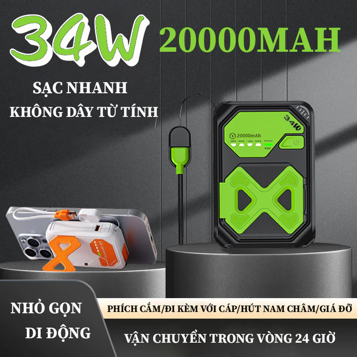 Sạc Dự Phòng 34W Sạc Dự phòng Không Dây 20.000 mAh Bộ sạc dự phòng không dây hút từ tính 34W/22W