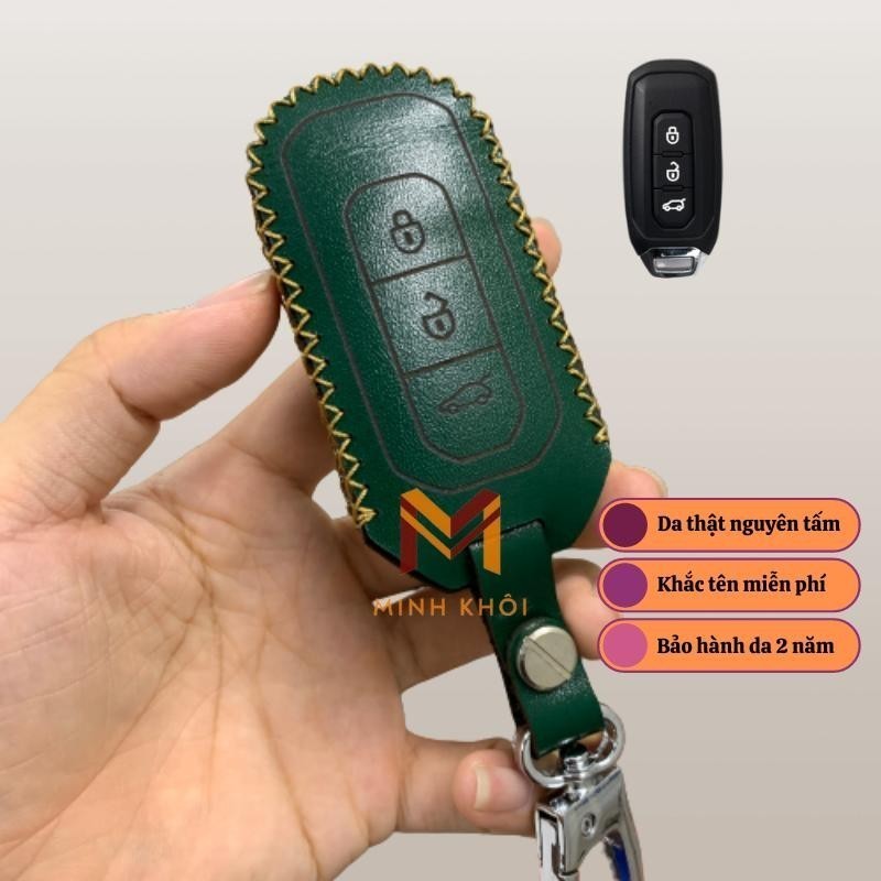 Bao da chìa khóa xe  FORD TERRITORY da thật nhập khẩu, khâu thủ công, sang trọng có khắc tên