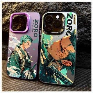 Ốp Điện Thoại Anime One Piece Zoro Cho OPPO Reno 12 Pro 5G 11F 12F A3X A78 A5 A9 2020 Realme 12 13 Pro Plus C63 7i Ốp Lưng Laser Cao Cấp IMD Matte Armor Chống Sốc Acrylic Cứng