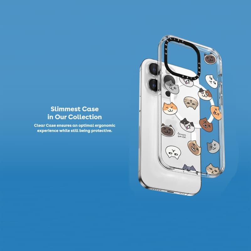 Casetify X CATS MOOD Hút Từ Tính Trong Suốt Cứng Acrylic Mặt Sau TPU Edge Ốp Lưng Điện Thoại Ốp Lưng Tác Động Cho Apple IPhone 13 14 15 Pro Max