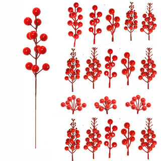 Giáng Sinh Quả Đỏ Nhánh Nhân Tạo Holly Berry Thân Cây DIY Vòng Hoa Đảng Xmas Cây Trang Trí