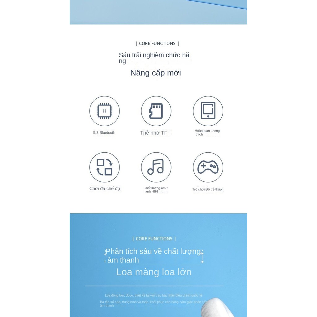 BJONE Tai nghe Bluetooth phát sáng trò chơi thể thao điện tử gắn trên ...