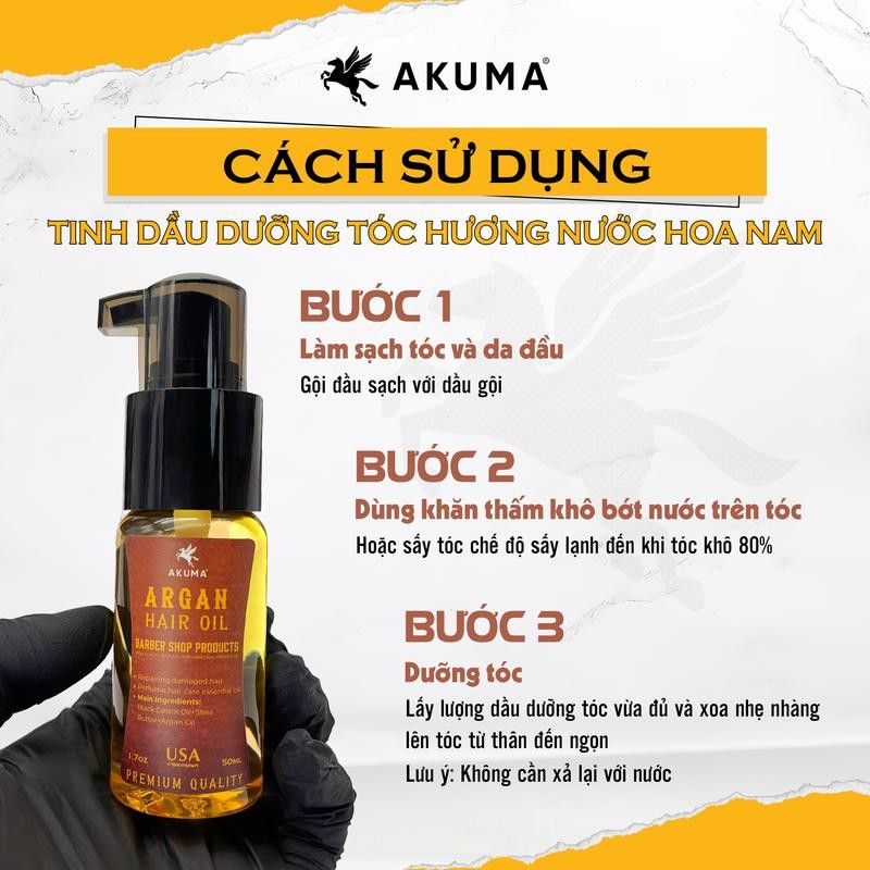 Ảnh Tinh Dầu Dưỡng Tóc AKUMA Argan Hair Oil 50ml Giúp Tóc Chắc Khỏe, Bóng Mượt, Hương Nước Hoa Nam Tính 1