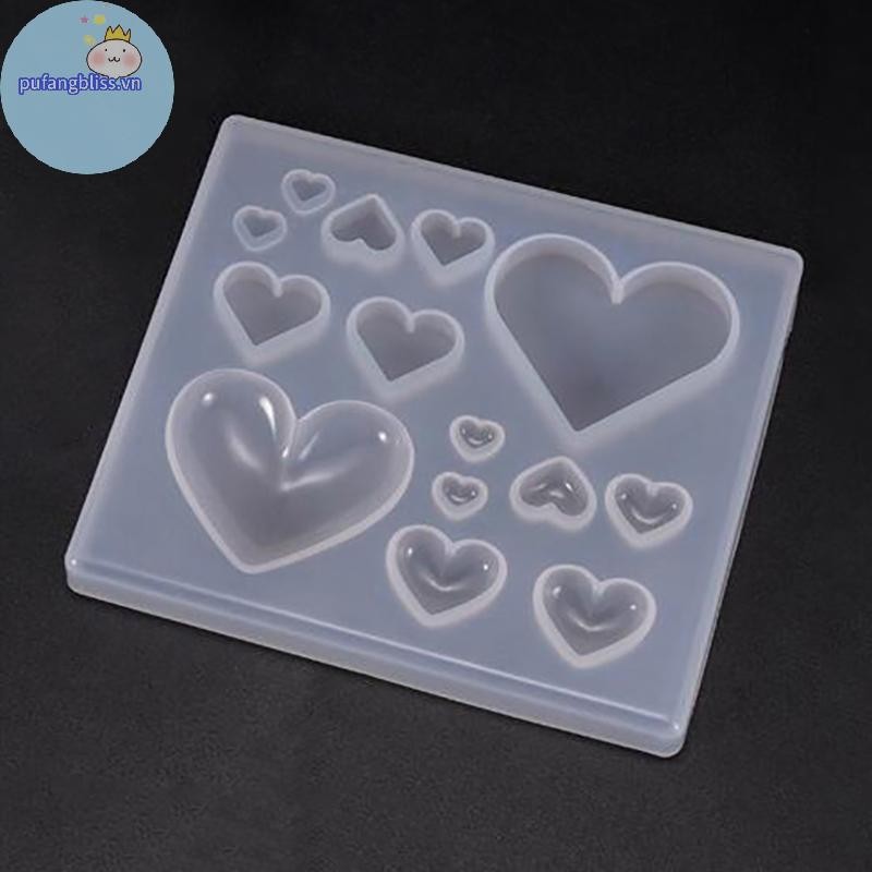 Pufangbliss 3D Tình Yêu Hình Trái Tim Khuôn Silicon Nhựa Dính Nhà Bếp Bánh Nướng Trang Trí Khuôn Socola DIY Trang Sức Bông Tai Mặt Dây Chuyền Dụng Cụ VN
