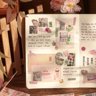 MEGOCE Cắt Phim Dán Sách, Dòng Nhà Hương Vị Retro Phim Hoạt Hình DIY Trang Trí Dán, Kawaii 30 Tờ Dễ Thương Sổ Lưu Niệm Dán Trang Trí Tạp Chí