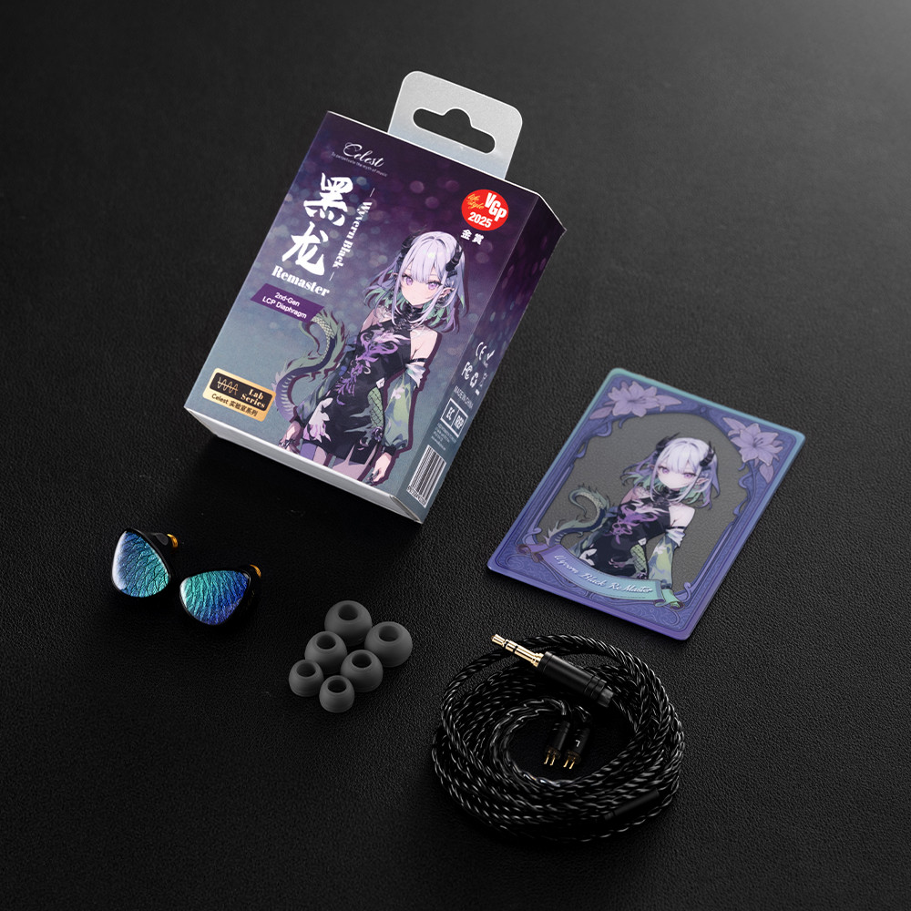 Kinera Celest Wyvern Black Remastered 10mm LCP 2.0 Màng điều khiển năng động tùy chỉnh Tai nghe có cáp MIC Tai nghe