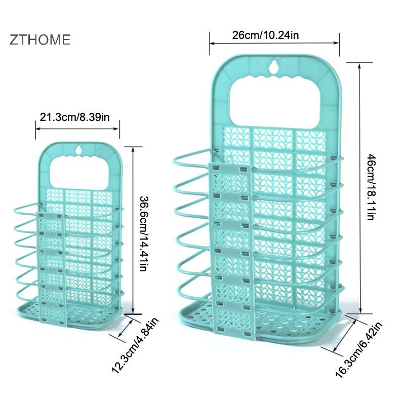 Giỏ đựng đồ giặt bằng nhựa có thể gập lại ZTHOME - Lưu trữ không đục lỗ treo tường cho phòng tắm HOT