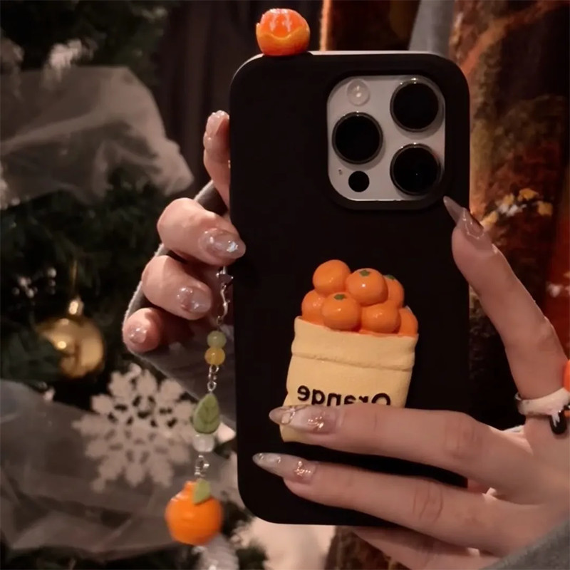 【✨Spot】[Ốp điện thoại màu cam ba chiều] ốp lưng iphone16promax / Apple 15Plus / 14 Pro, chống sốc