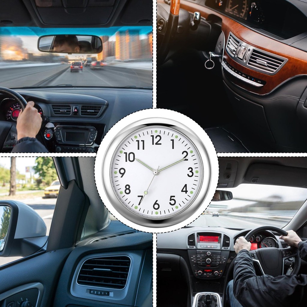 Đồng hồ ô tô Bảng điều khiển phát sáng Air Vent Stick-On Quartz Analog Watch Đường kính 4cm cho xe máy pomervn