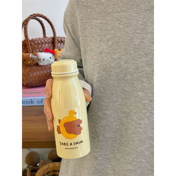 🔥 Giá trị cao 🔥 Tách Cà Phê Đá di động Quà tặng Công Suất Lớn Thép Không Gỉ có hàng sẵn tumbler Ngoài trời ❄Mèo và chó đôi đầy đủ * sữa fufu hình minh họa dễ thương giữ nhiệt cốc cà phê bằng thép không gỉ 304 với những người yêu thích cốc★