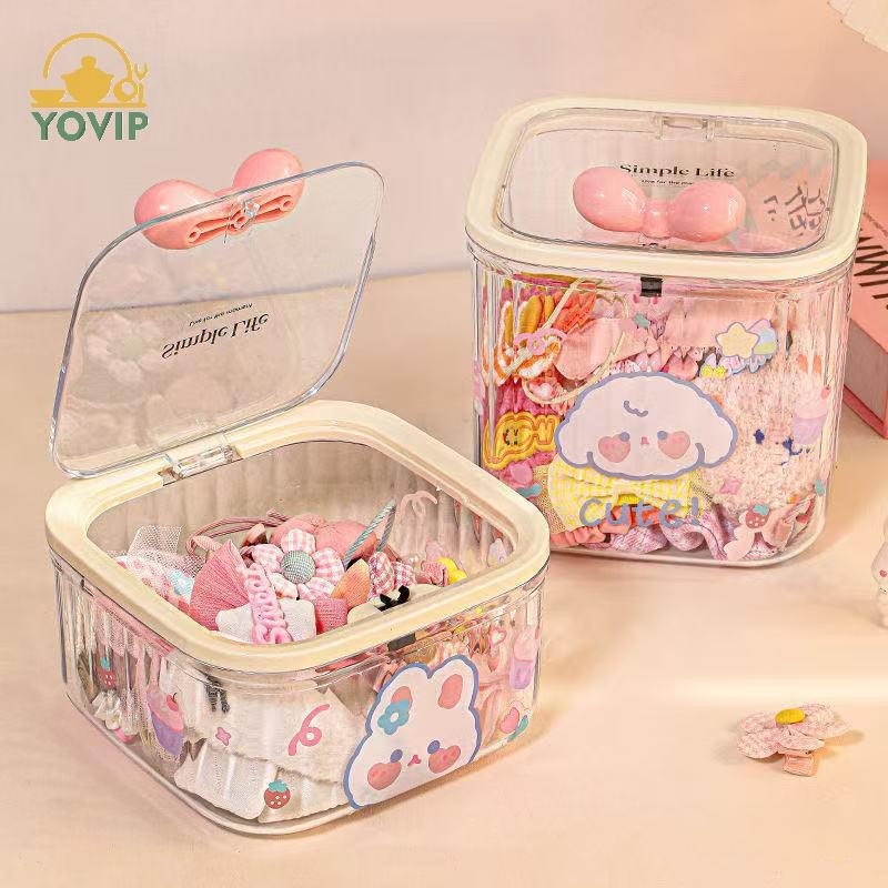 YOVIP Phụ Kiện Trong Suốt Hộp Sắp Xếp Hộp Bảo Quản Đa Năng Dây Buộc Tóc Trang Sức Phòng Tắm Để Bàn Có Sắp Xếp Lưu Trữ VN