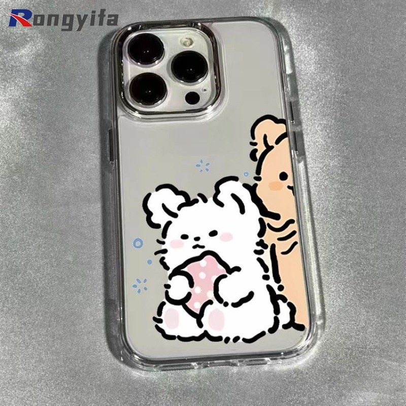 Ốp Điện Thoại Con Chó Con Dễ Thương Cho iPhone Air 17 16E 16 Pro Max 15 14 Plus 13 12 Mini 11 Pro Max X XR XS Max 8 7 6 6s Plus SE2 SE3 Vỏ Hoạt Hình Cặp Đôi Chó Trong Suốt Ốp Lưng Mềm