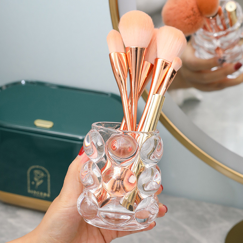 Ống Đựng Bút Bằng Kính Cao Cấp Hàn Quốc - Hộp Đựng Cọ Trang Điểm & Chân Mày - Đồ Trang Trí Bàn Hot Trend