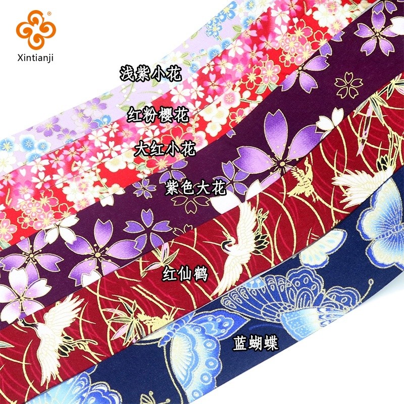 Ruy băng ren thủ công Vải Bronzing rộng 2,5 cm Vải phong cách Nhật Bản Vải Diy Gói ruy băng 1 sân TJ4556