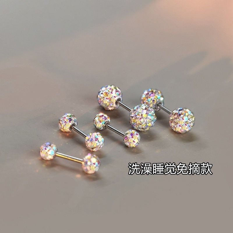 Bông tai hai đầu kim cương cao cấp, full kim cương và kim mịn, chống rơi, miễn phí chọn xương tai