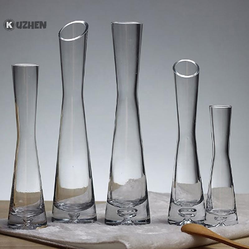 KUZHEN Bình hoa thủy tinh trong suốt Bình nhỏ Thủy canh Cây hoa Terrarium Bàn phòng sang trọng Trang trí nhà Trang trí đám cưới HOT