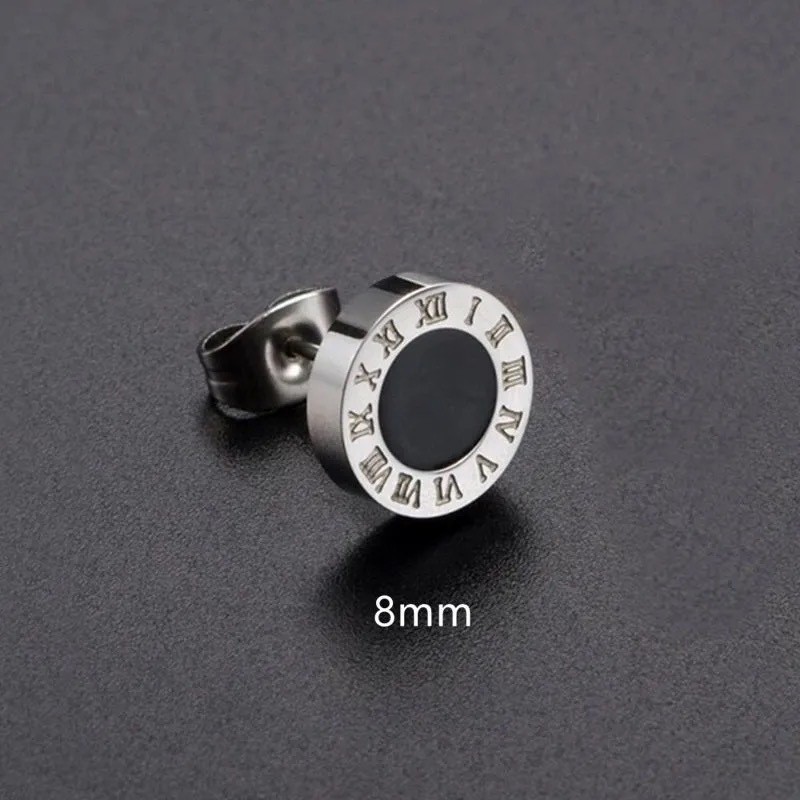 Bộ bông tai thép titan bóng đen nhỏ, thiết kế đơn giản độc đáo cho nam