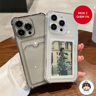 Ốp Điện Thoại tpu Mềm Trong Suốt Chống Sốc Dạng Ví Đựng Thẻ Cho iphone 15 14 13 12 11 pro max 8 7 plus