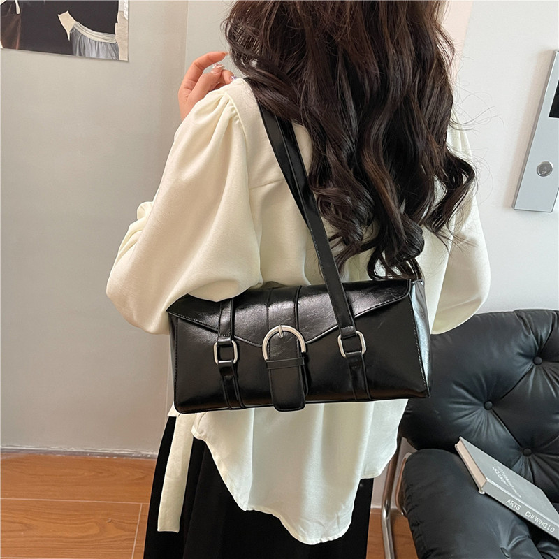 Túi đeo vai PU màu trơn đơn giản kiểu Pháp