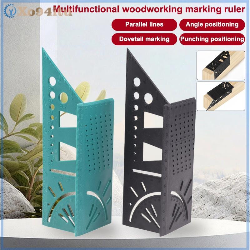 XOITU Đa Năng Định Vị Thợ Mộc Góc Thước 3D Miter Góc Đo Thước Định Vị Đục Lỗ 45 90 Độ Đường Thước VN