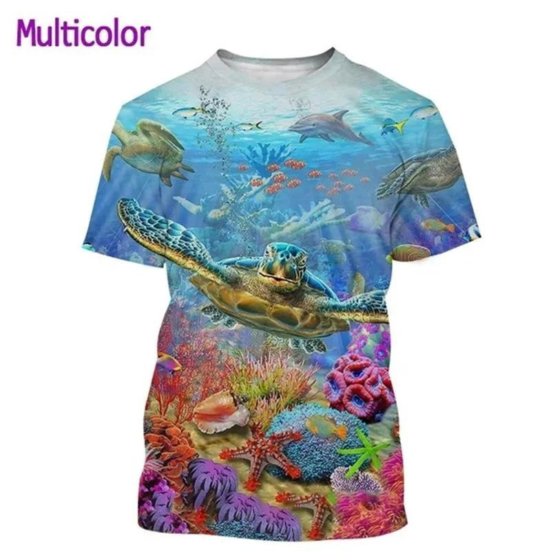 In 3D Dễ Thương Rùa Đồ Họa Áo Sơ Mi Nam Áo Tee Nam Tay Ngắn