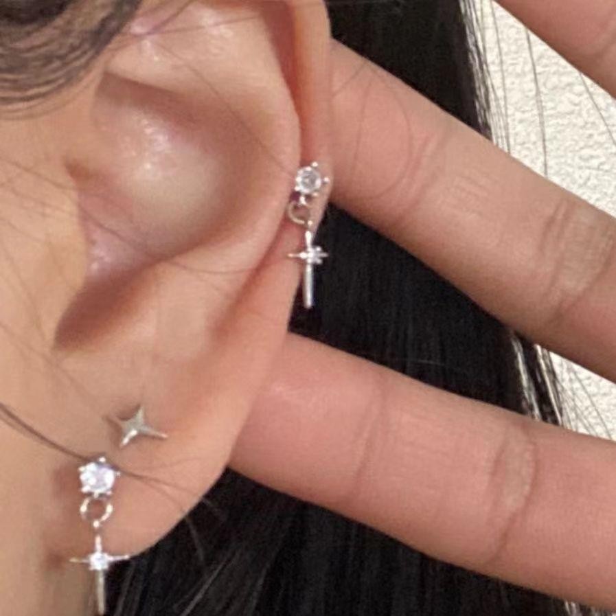 Mặt dây chuyền và bông tai bạc 925 thiết kế sao băng và ngôi sao
