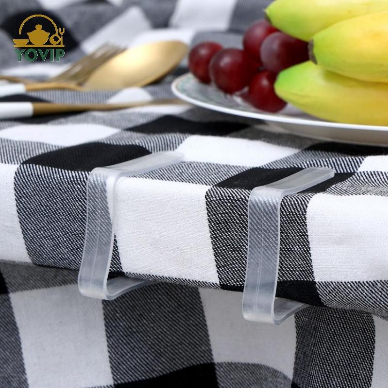 YOVIP 10 Chiếc Khăn Trải Bàn Trong Suốt Chống Trơn Trượt Cố Định Kẹp Khóa Hộ Gia Đình Góc Bàn Khăn Trải Bàn Kẹp Cố Định Khóa Nhựa VN